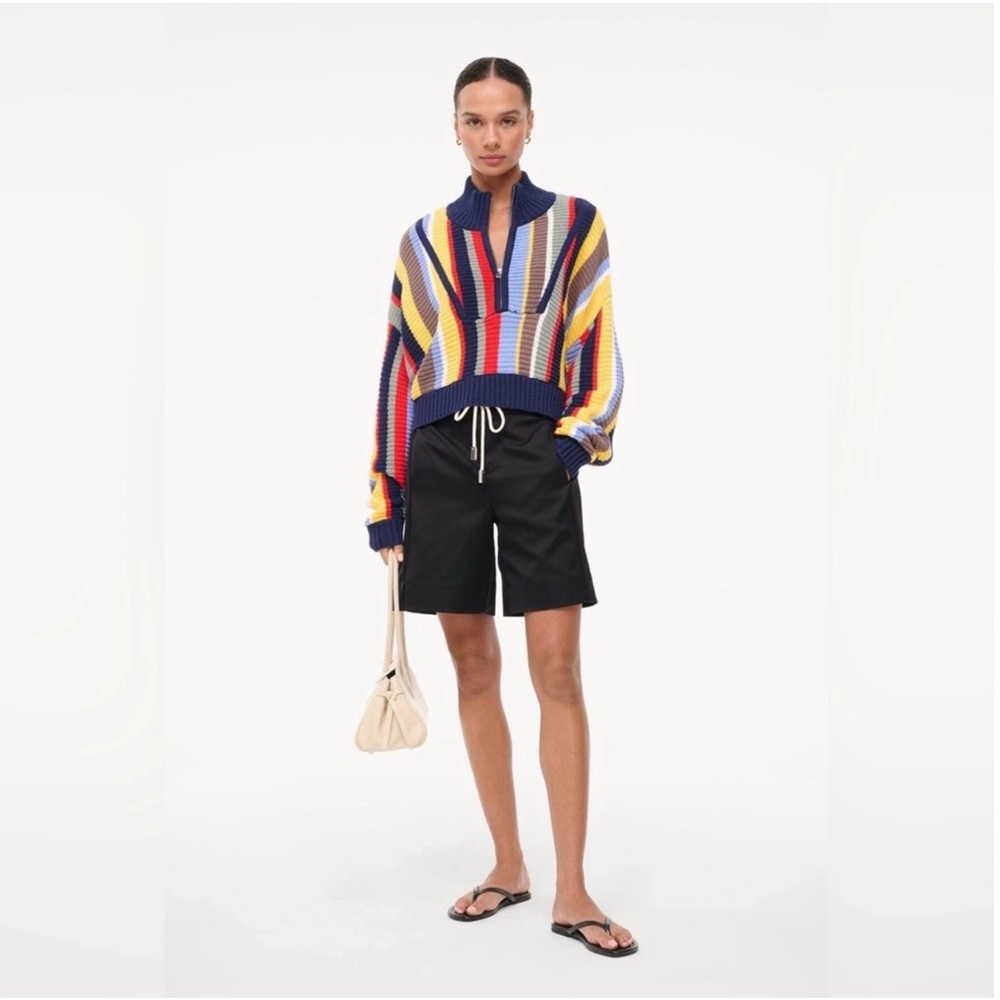 STAUD Hampton Cropped Sweater in Market Stripe S
